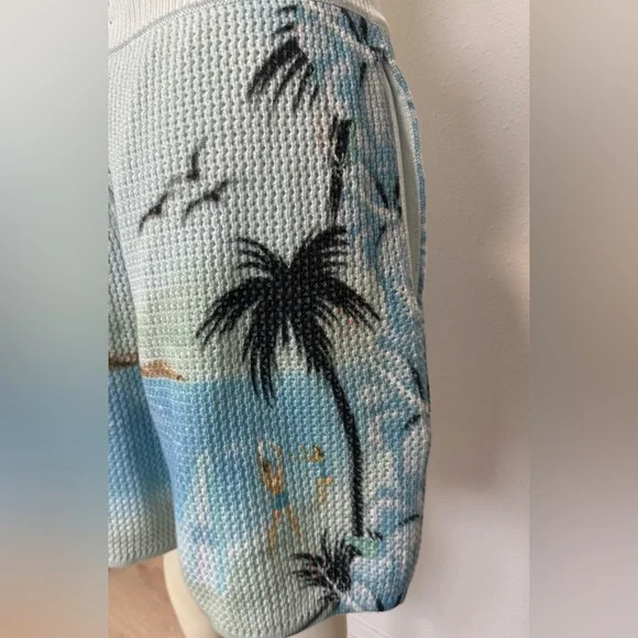 NWT Amiri Paradise Crochet Shorts in Cerulean